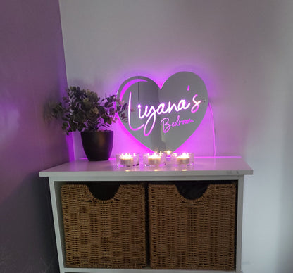 Personalised Name heart Mirror