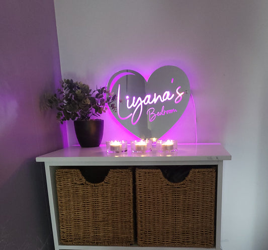 Personalised Name heart Mirror