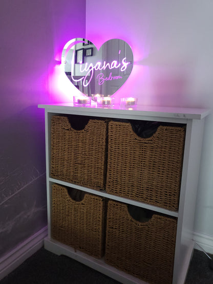 Personalised Name heart Mirror