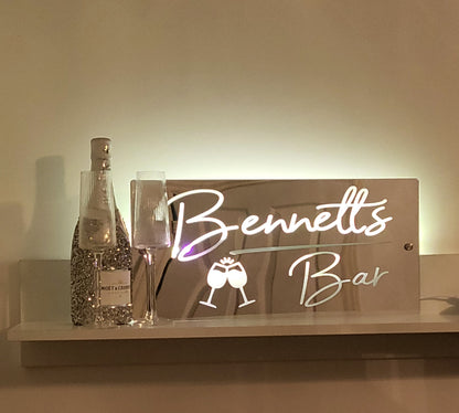 Personalised Bar Mirror Sign