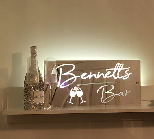 Personalised Bar Mirror Sign